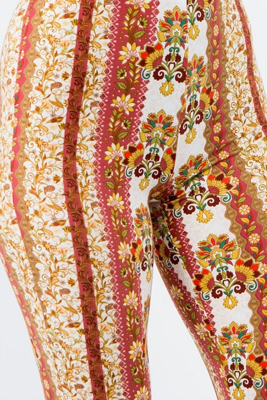 Bear Dance Retro Boho Skinny Brushed Pants - Yellow Marsala