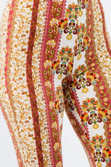 Bear Dance Retro Boho Skinny Brushed Pants - Yellow Marsala