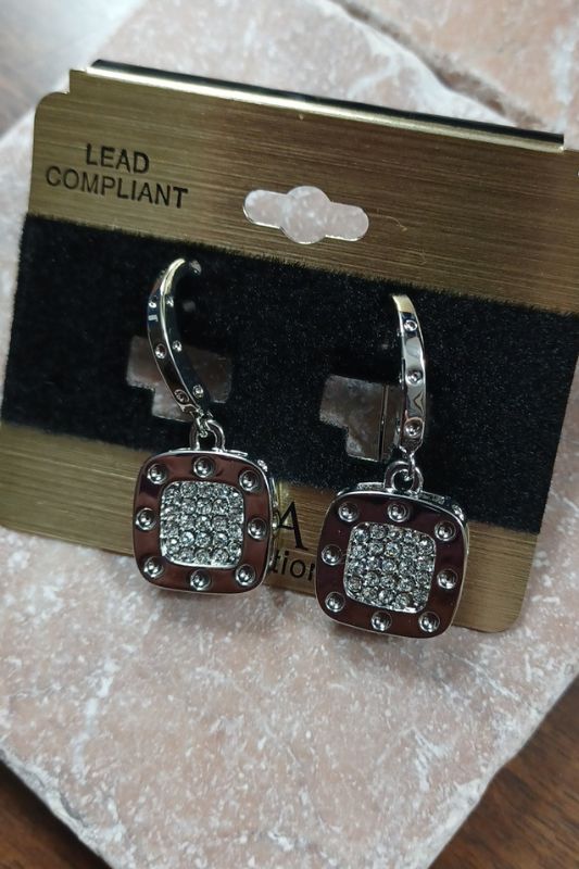 Cube Silver Cubic Zirconia Earrings