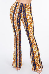 Bear Dance Baroque Chain Scroll Skinny Pants - Blue