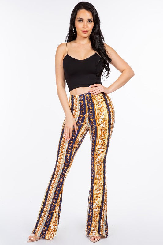 Bear Dance Baroque Chain Scroll Skinny Pants - Blue