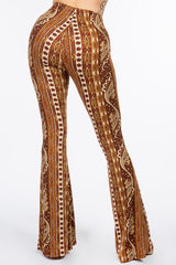 Bear Dance Boho Baroque Flare Skinny Pants - Brown
