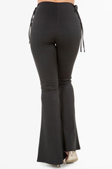 Bear Dance Lace-Up Side Detail High Waist Pants – Black
