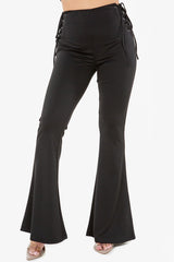 Bear Dance Lace-Up Side Detail High Waist Pants – Black