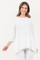 Sweet Lady Solid Tunic Top - Black/ Off White/ Pink