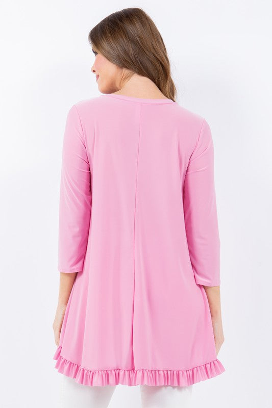 Sweet Lady Solid Tunic Top - Black/ Off White/ Pink