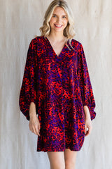 Jodifl Red Leopard V Neck Dress