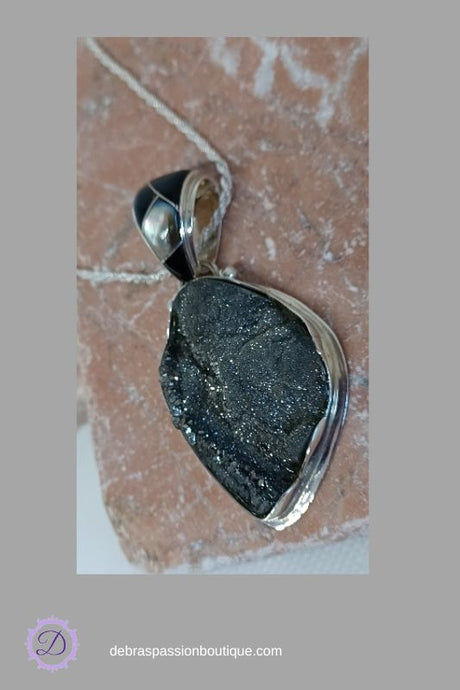 Charcoal Black Druzy Pendant Necklace
