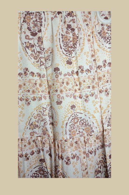 Les Amis Paisley Print Tiered Layered Maxi Skirt - Taupe