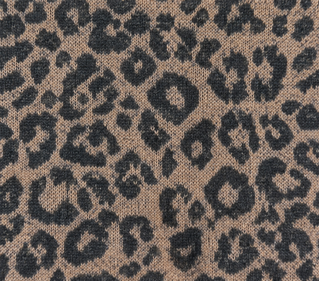 Adora Cozy Leopard Print Knit Short Sweater - Khaki