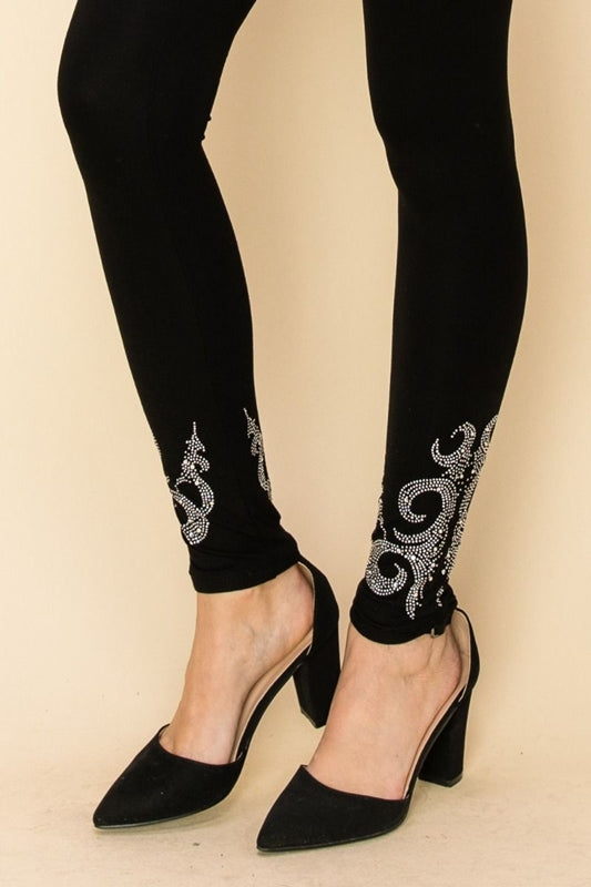Buy Black/Gold Velour Stud Embellished Leggings (3-16yrs) from