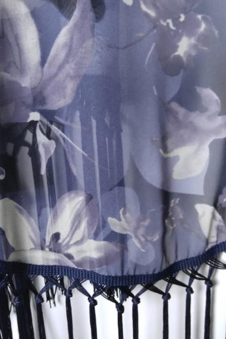 *SALE Honey Punch Floral Fringe Kimono - Purple Navy