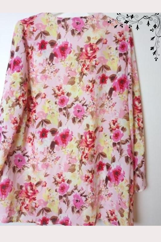 Peach Love Floral Kimono - Pink