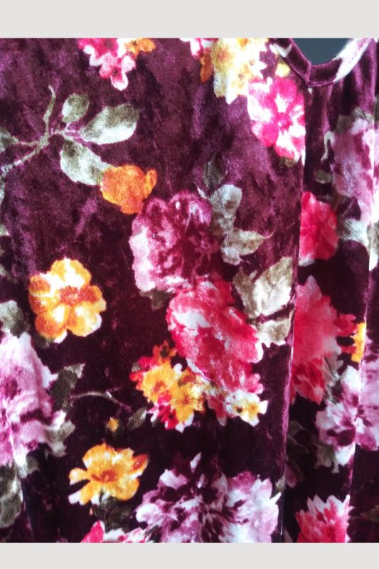 Kori Floral Velvet Choker Dress - Wine