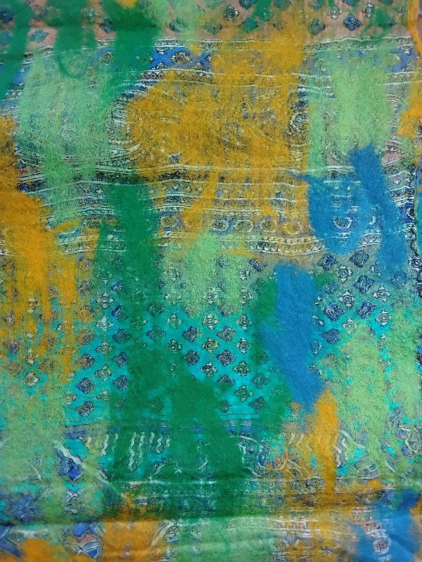 Merino Wool Silk Felt Upcycle Art Sari Scarf - Multiple Colors