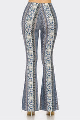 Bear Dance Floral Scroll Skinny Brushed Pants - Multi Light Denim