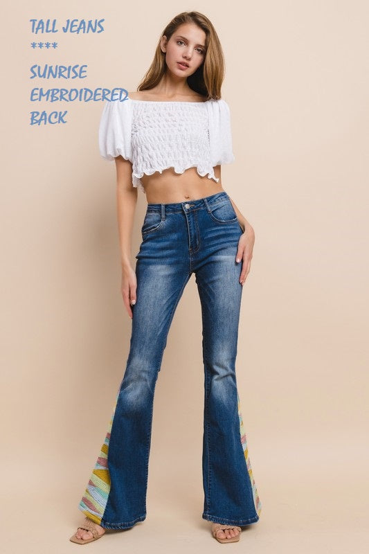 Embroidered fashion jeans flare