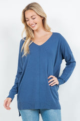 Dreamers Super Soft Stretch V Neck Long Tunic Top - 6 Colors
