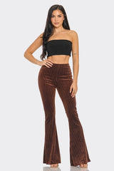 Bear Dance Solid Flared Glitter Dash Pants - Brown