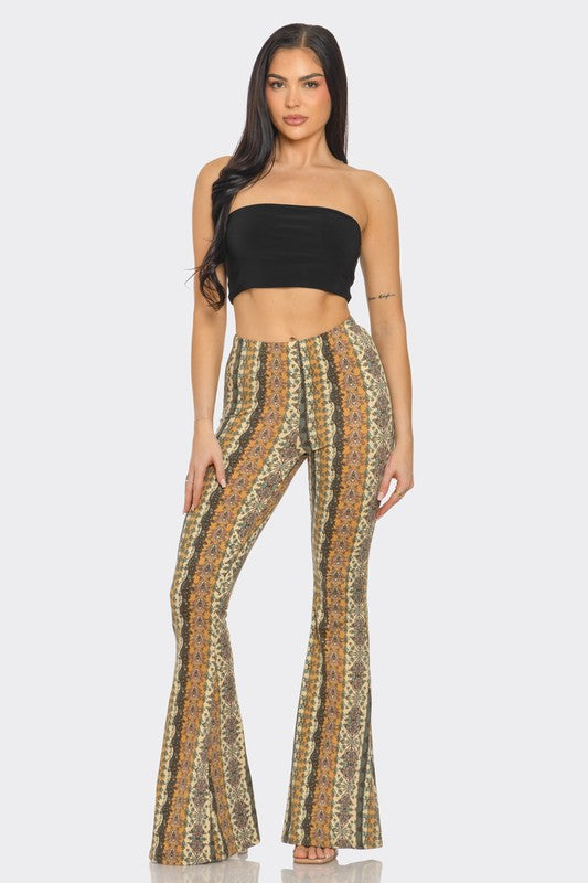 Bear Dance Boho Baroque Skinny Brushed Pants - Olive