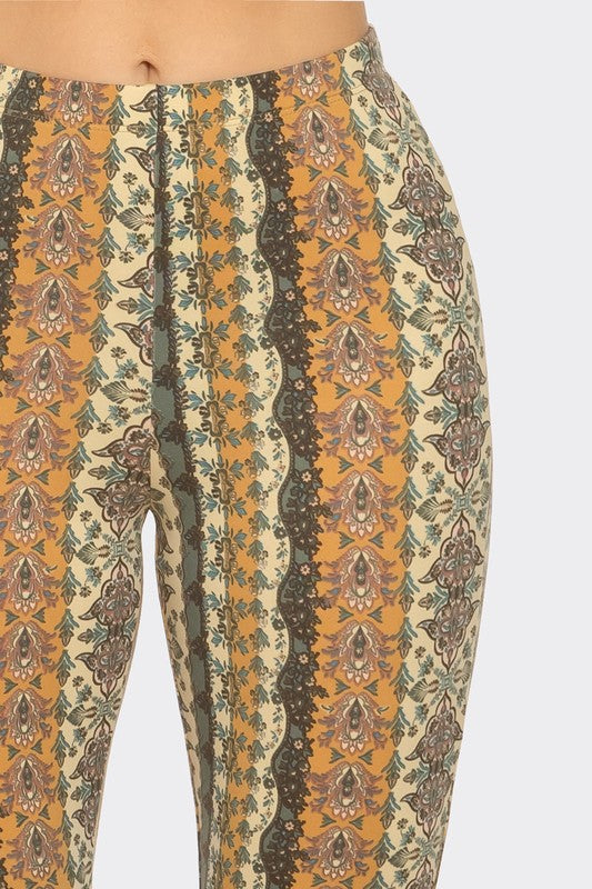 Bear Dance Boho Baroque Skinny Brushed Pants - Olive