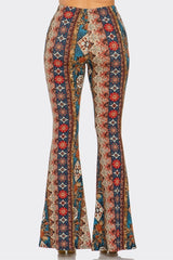 Bear Dance Boho Diamond Floral Skinny Brushed Pants - Teal