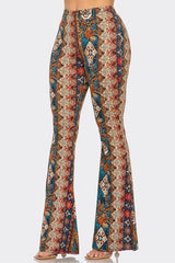 Bear Dance Boho Diamond Floral Skinny Brushed Pants - Teal