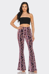 Bear Dance Boho Floral Skinny Brushed Pants - Purple
