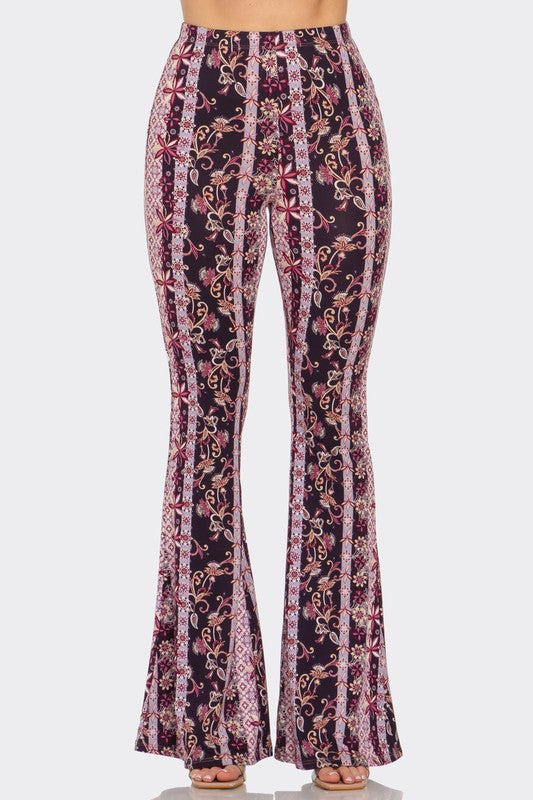 Bear Dance Boho Floral Skinny Brushed Pants - Purple