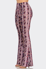 Bear Dance Boho Floral Skinny Brushed Pants - Purple