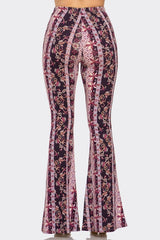 Bear Dance Boho Floral Skinny Brushed Pants - Purple