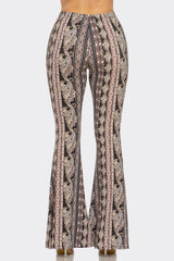 Bear Dance Boho Baroque Flare Skinny Pants - Multi Brown Ornate
