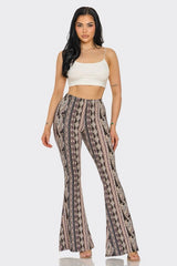Bear Dance Boho Baroque Flare Skinny Pants - Multi Brown Ornate