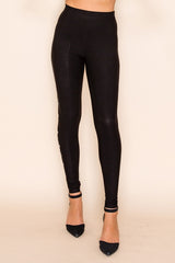 Vocal Floral Stones Embellished Leggings - Black