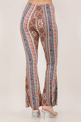 Bear Dance Boho Baroque Flare Skinny Pants - Rust Blue