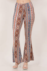 Bear Dance Boho Baroque Flare Skinny Pants - Rust Blue