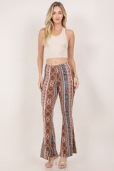 Bear Dance Boho Baroque Flare Skinny Pants - Rust Blue