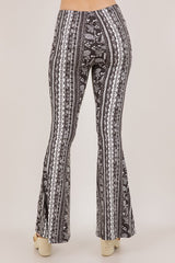 Bear Dance Boho Baroque Flare Skinny Pants - Brown Floral