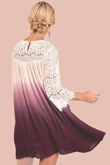 Umgee Ombre Lace Bell Sleeve Dress - Purple