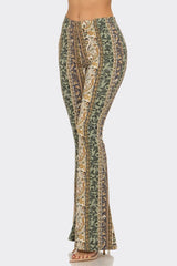 Bear Dance Boho Baroque Flare Skinny Pants - Multi Sage Mustard