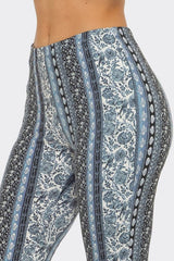 Bear Dance Boho Baroque Flare Skinny Pants - Multi Light Blue