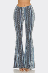 Bear Dance Boho Baroque Flare Skinny Pants - Multi Light Blue