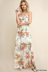 Umgee Tropical Maxi Dress - Off White Mix