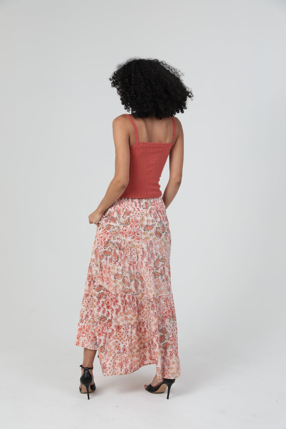 Angie Paisley Patchwork Ditsy Maxi Skirt - Ivory
