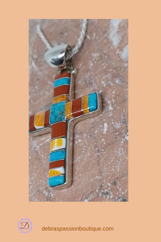 1pc Bohemian Style Double Cross Pendant Necklace With Turquoise & Ccb Beads  | SHEIN USA