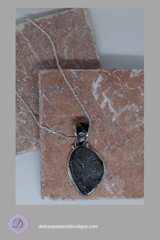 Charcoal Black Druzy Pendant Necklace