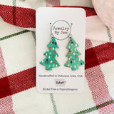 Christmas Tree Earrings: Green w/Dots