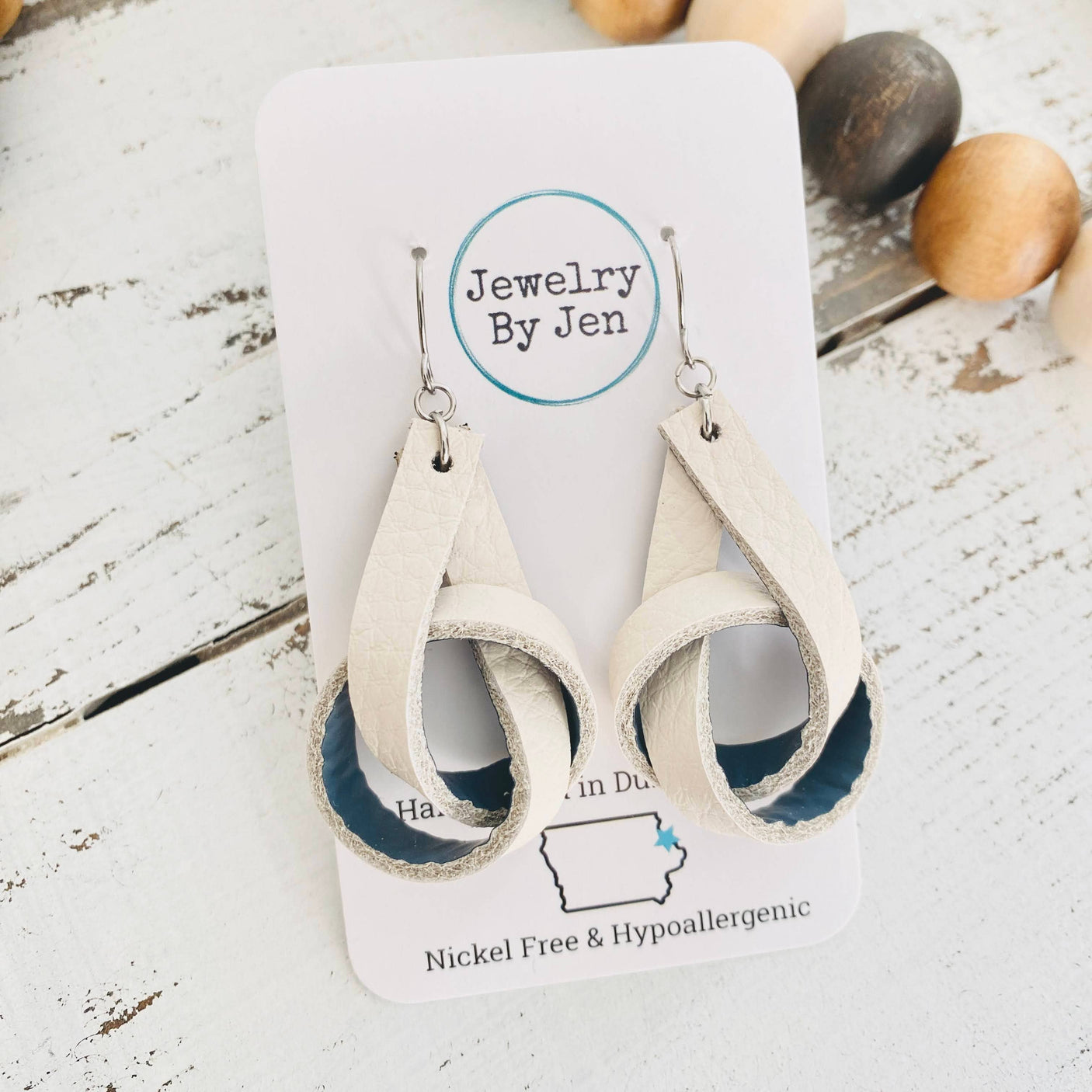 Knot Earrings: Cream & Denim