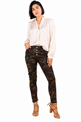 P Cill Camo Skinny Jegging Button Pants - Olive