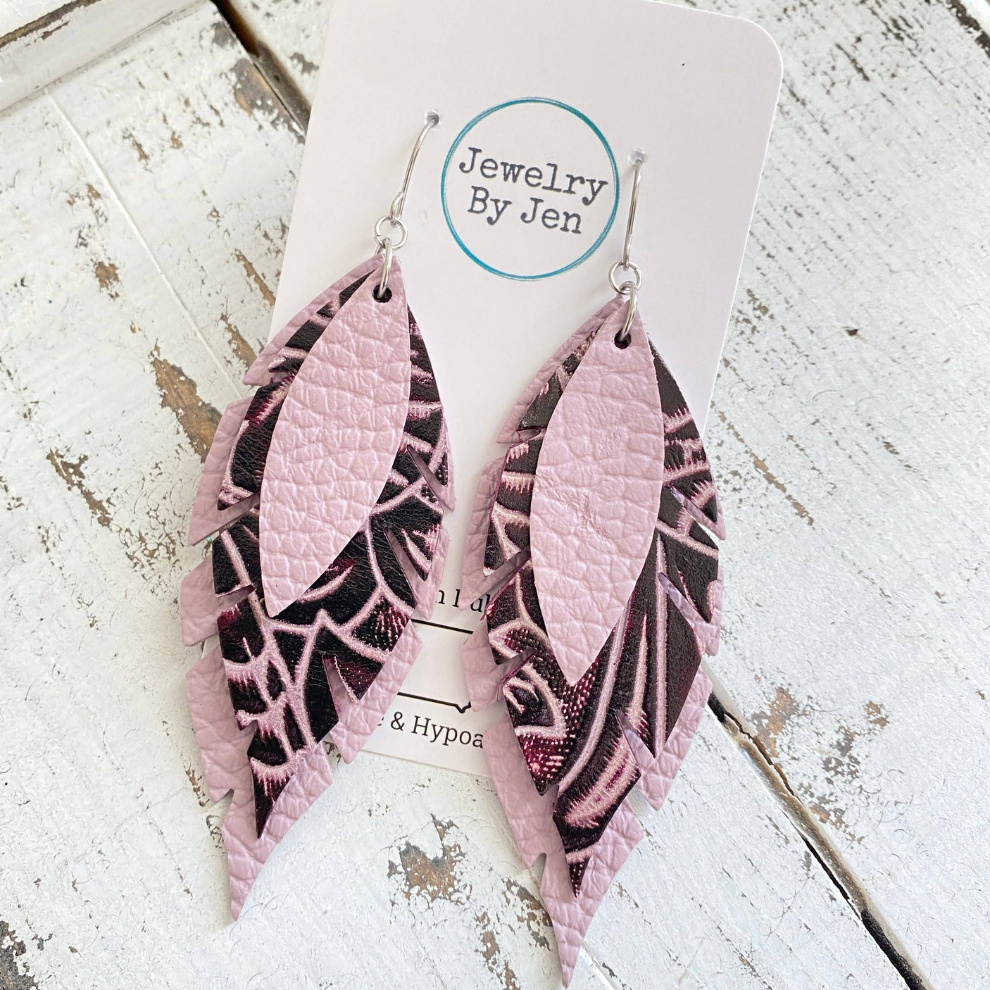 Jagged Feather: Pink Lilac & Plum Tooled